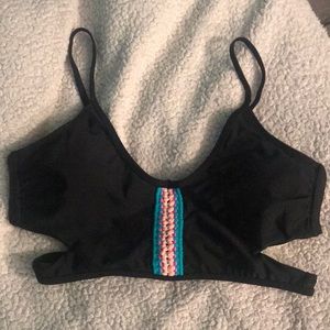 Black detailed swim top